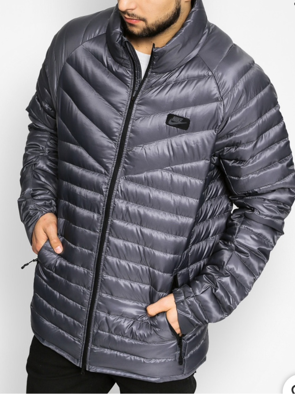 Nike SB NSW Down Filled Lightweight Puffer Jacket Gray Size Small
